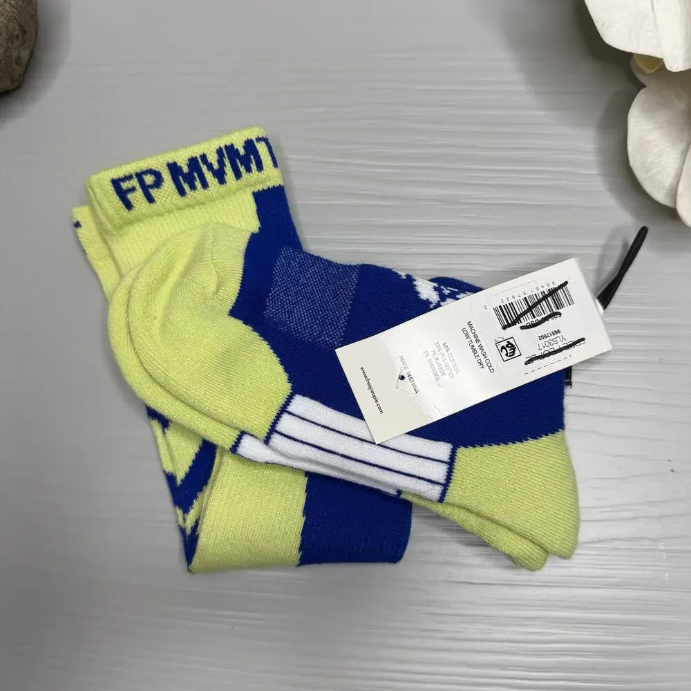 Free People knee high socks blue yellow compression socks
